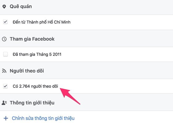 Cách hiển thị số người theo dõi trên Facebook qua máy tính