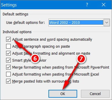 Bỏ chọn tùy chọn Adjust sentence and word spacing automatically