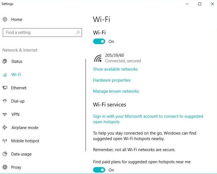 Mở Open Network & Internet Settings và chọn Wi-Fi