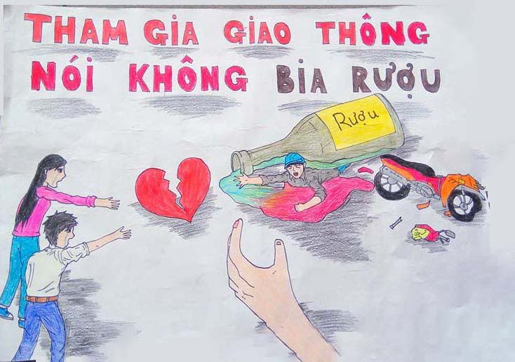 Ảnh tranh vẽ chủ đề an toàn giao thông