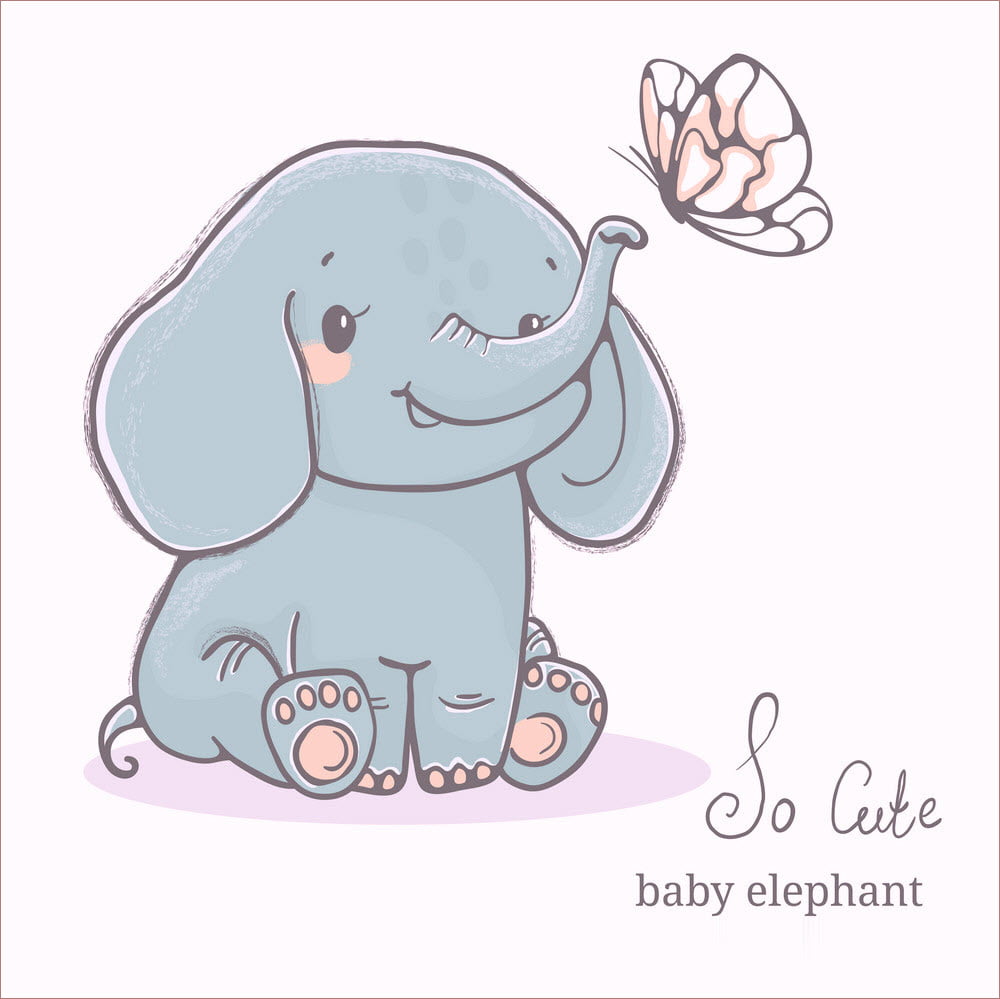 Hình chú voi chibi cute dễ dàng dễ vẽ