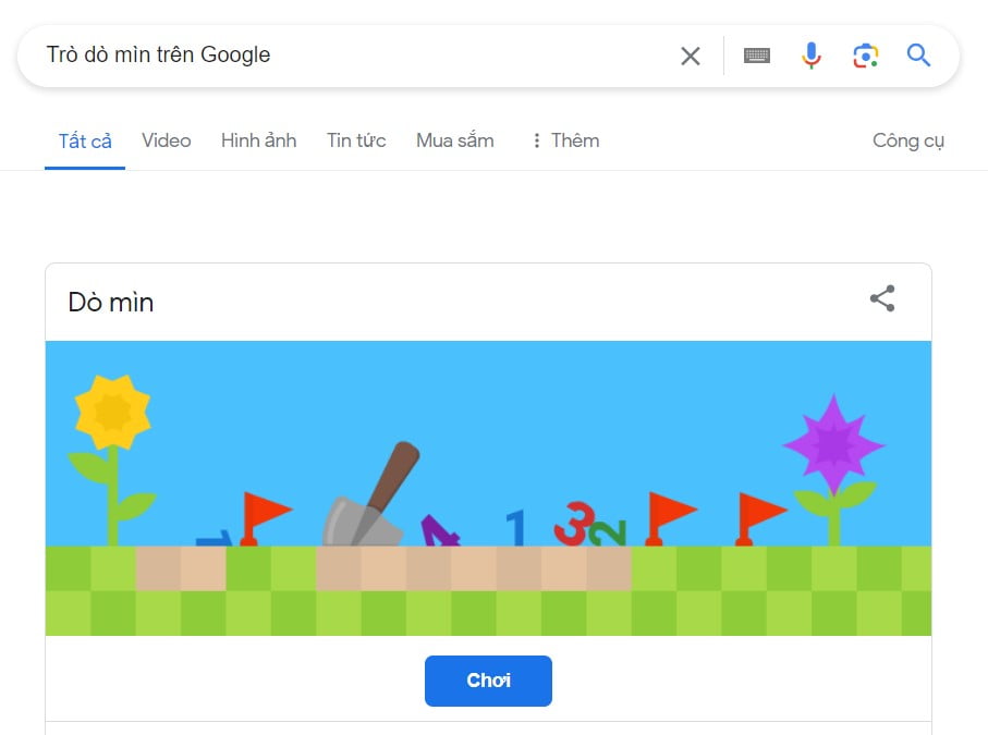 Nhập "Trò Dò Mìn trên Google"